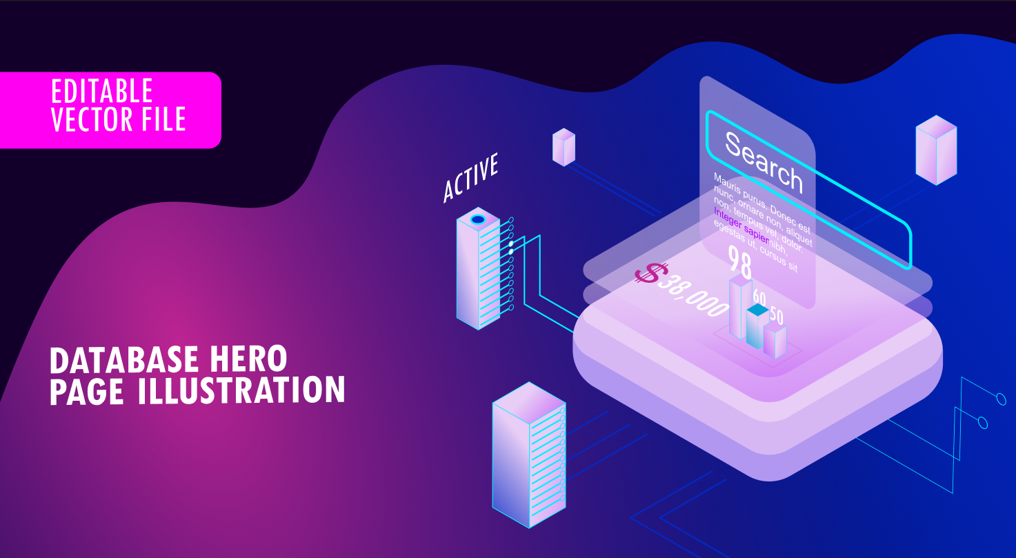 Free Hero Section illustrations- Design – Database